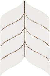 White 7-11/16x8-7/8 Curved Chevron Mosaic Gloss