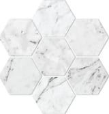 Carrara 4x4 Hexagon Mosaic Lappato