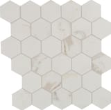 White 3x3 Hexagon Mosaic Matte