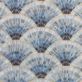 Blue Ombre with Brass 3-1/16x12-5/16 Fan Club Mosaic Gloss