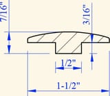 Available in all colors 1-1/2x84 T Molding Ultra Low Shine Urethane - shape reference