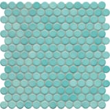 Aqua Blue 1x1 Round Mosaic Gloss