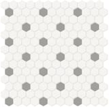 Canvas White/Cement Chic 1x1 Hexagon Mosaic w/Insert Matte