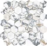 Arabescato Corchia 2x2 Hexagon Mosaic Honed