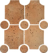 Available in all colors (shown in Cafe Olay) 7x9 and 3x3 dot Granada Set Field Travertine