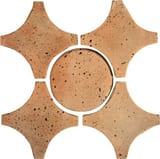 Available in all colors (shown in Cafe Olay) 4x4 and 3x3 Arabesque 9A Field Travertine