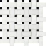 Bianco Carrara w/Nero Specialty Basketweave Mosaic Polished